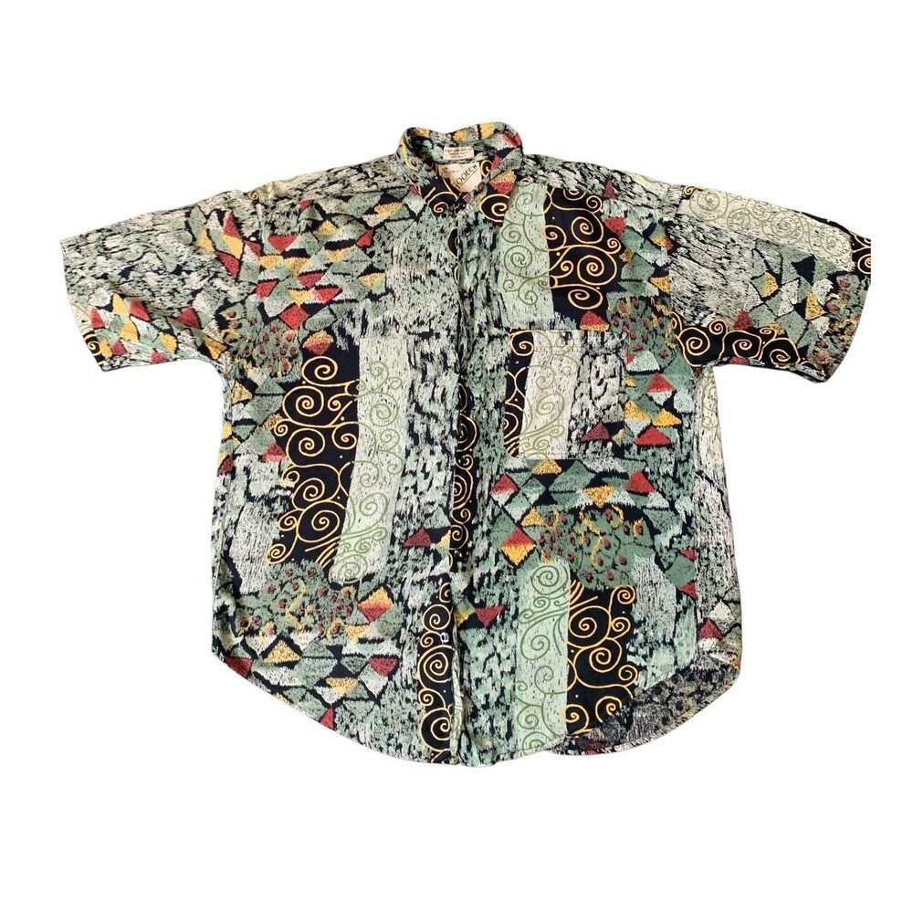 Vintage 90s Goouch Abstract Pattern Buttondown Shirt Men’s Large Art
